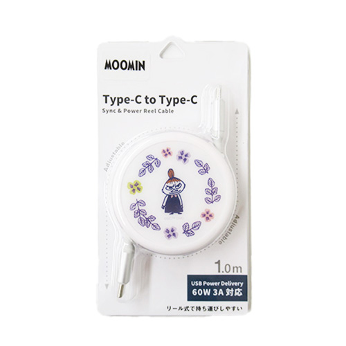 MOOMIN  PD60W 対応 USB2.0 リール式 Type-C ケーブル【リトルミイ】