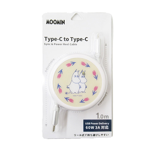 MOOMIN  PD60W 対応 USB2.0 リール式 Type-C ケーブル【ムーミン】