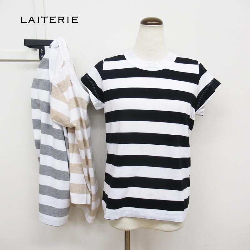 LAITERIE　ふわふわ天竺ボーダーフレンチスリーブTシャツ　PCT-11Ac【38】