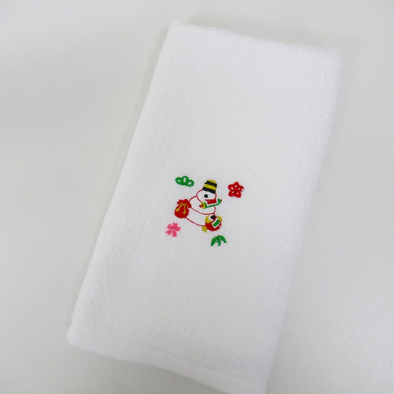 刺繡フェイスタオル （年賀 巳）／シロ