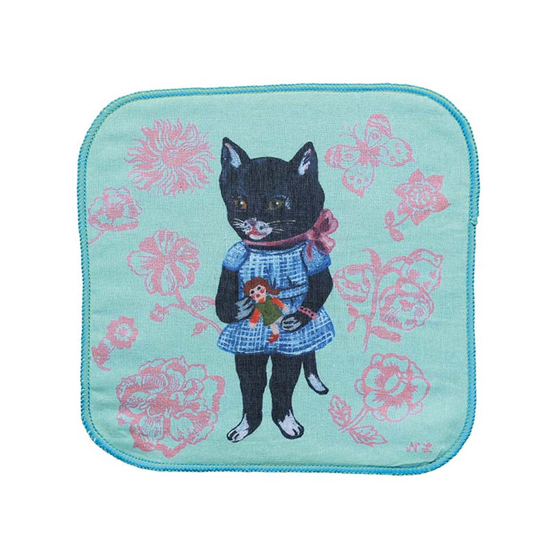 Nathalie Lete Gauze hand Towel／Black cat