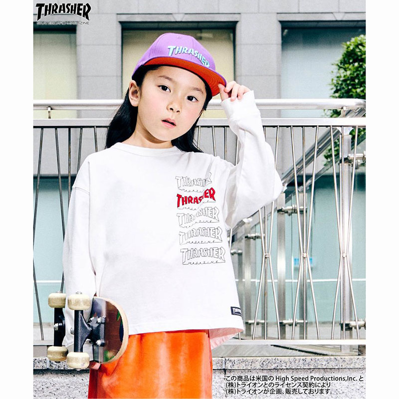 F.O.KIDS【THRASHER】 長袖Tシャツ / OW＊90-100㎝