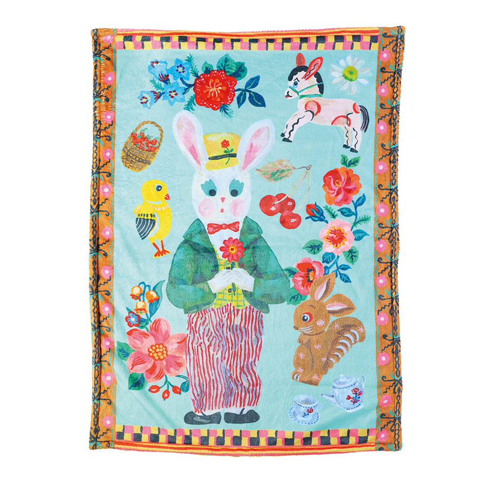 Gardener rabbit  Double layer Blanket Nathalie Lete  Gardener rabbit