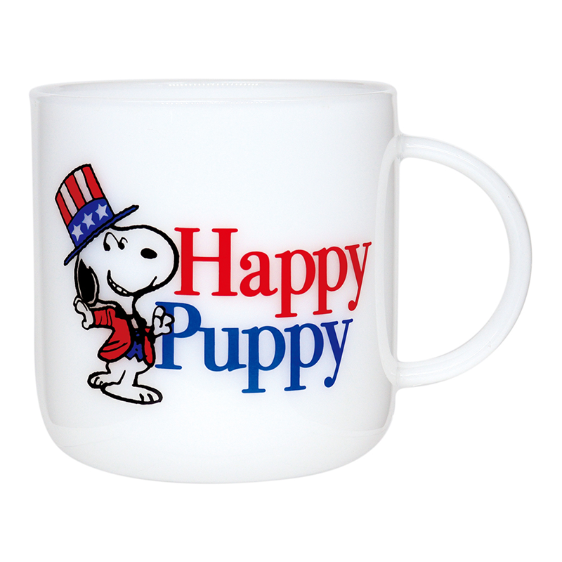 PEANUTS  GLASS MUG /Happy Puppy