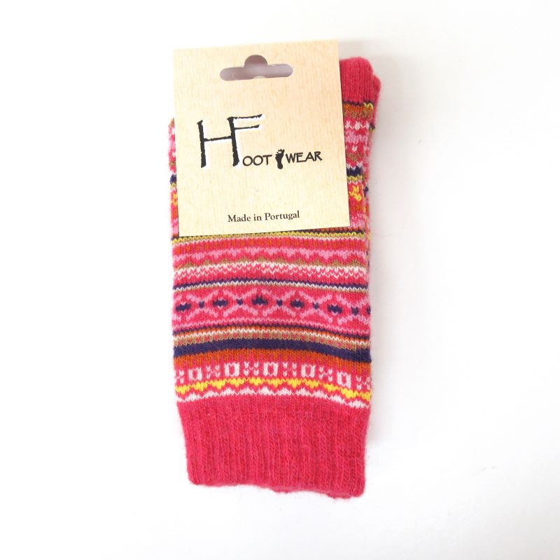 HFOOT　WEAR【ポルトガル製】　フェアアイルソックス MAGENTAマゼンタ　(FAIR ISLE)