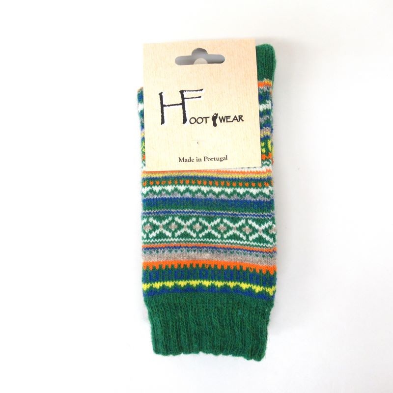 HFOOT　WEAR【ポルトガル製】　フェアアイルソックス APPLE GR　(FAIR ISLE)