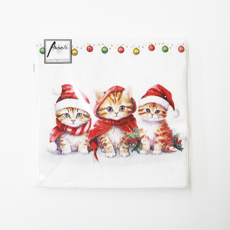 Ambiente クリスマスペーパーナプキン　Funny cute kittens