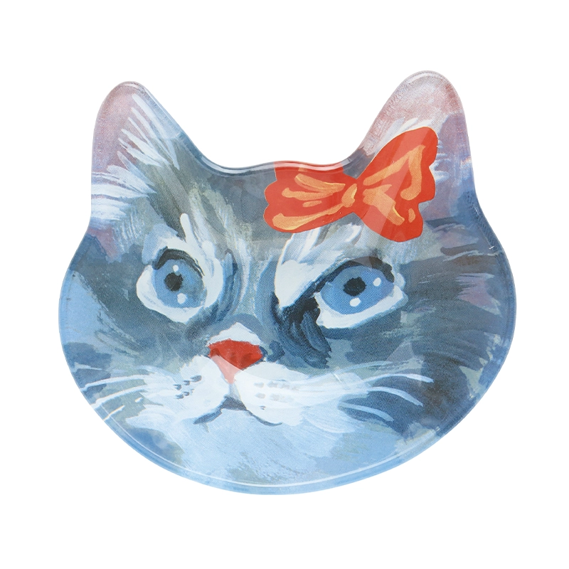 Nathalie Lete Cat face glass plate Gray cat