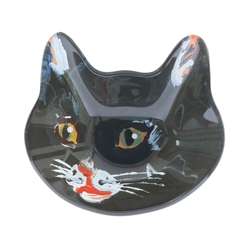 Nathalie Lete Cat face glass plate Black cat