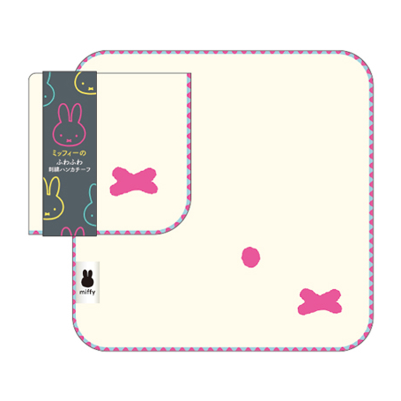 miffy ミッフィーふわふわ刺繍ハンカチーフ カオ/BS25-23