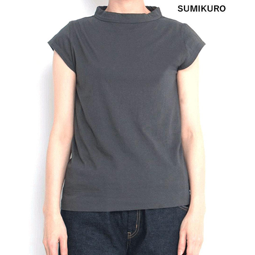 LAITERIE USE天竺　フレンチミドルネックTシャツ SUMIKURO98 【日本製】