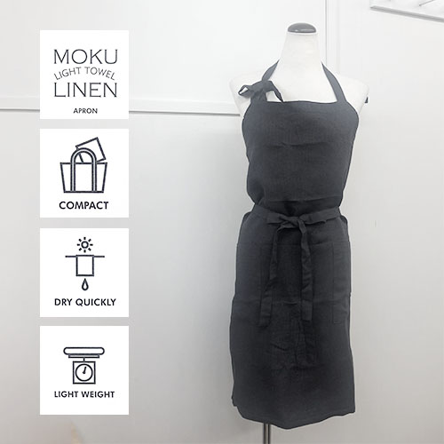 MOKU LINEN コットンリネンエプロン*チャコールグレー