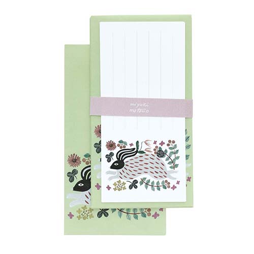 Matsuo Miyuki  Mini letter set   Gray Rabbit