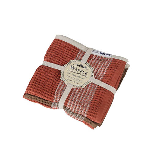 WAFFLE INDIE HAND TOWEL SET OF 3 RED&BROWN