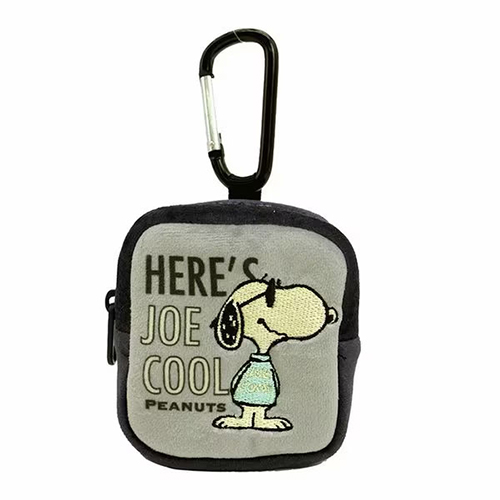 PEANUTS  レトロ JOE COOL カラビナミニポーチGY