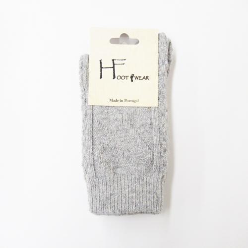 HFOOT　WEAR【ポルトガル製】　ダイヤ編みソックス　GY　(ARAN)