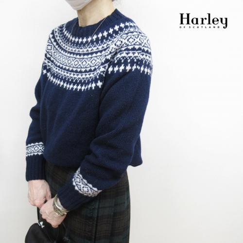 Harley of Scotland 　ノルディック柄ニット　フェアアイル　NAVY/WHITE