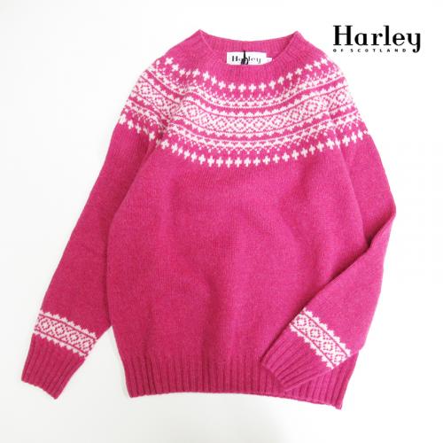 Harley of Scotland 　ノルディック柄ニットフェアアイル CARNATION/WHI