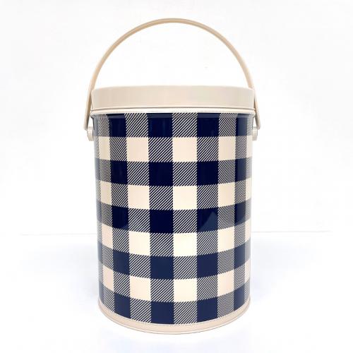 TIN BASKET ROUND BLUE