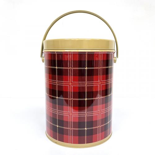 TIN BASKET ROUND RED