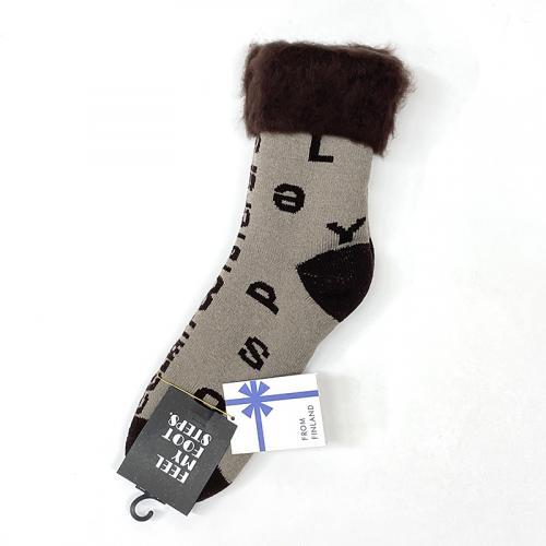 fulffy socks/LETTER*warm grey