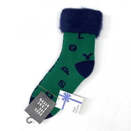 fulffy socks/LETTER*green