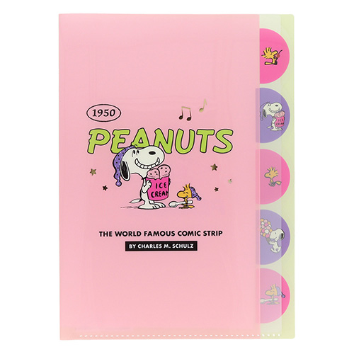 ダイカットクリアファイル5P /PEANUTS AMERICAN TASTE 10 ピンク