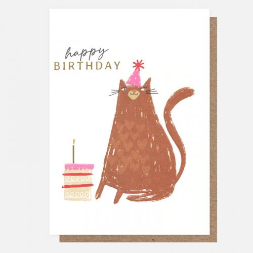 caroline gardner  Birthday Card   / Cat With Cake