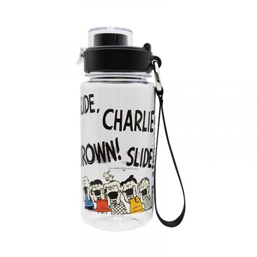 PEANUTS DRINK BOTTLE WITH HANDLE STRAP /CLEAR