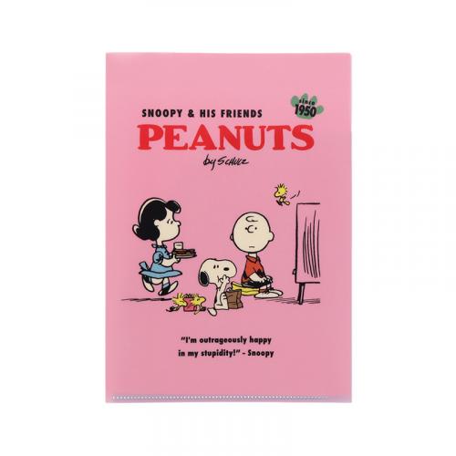 クリアファイルW A5 PN S&F /PEANUTS ピンク