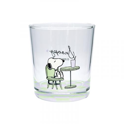 PEANUTS  BOTTOM COLOR GLASS    CAFE/GR