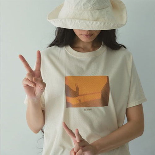 LAITERIE　プリントTシャツ　I'm home!　KINARI06　【日本製】