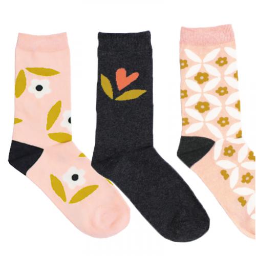 caroline gardner  Socks 3枚組 / PK フラワー