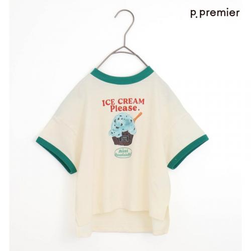 p.premier アイスちょーだいグラフィックリンガーTシャツ OW 90cm