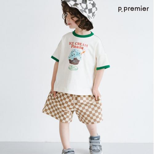 p.premier アイスちょーだいグラフィックリンガーTシャツ OW 80cm