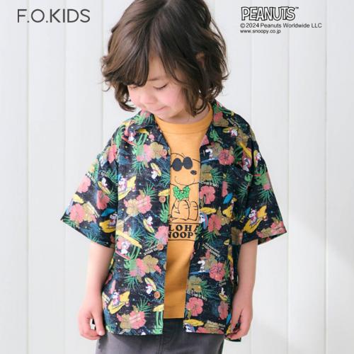 F.O.KIDS  PEANUTS ALOHA SHIRTS BK  90cm