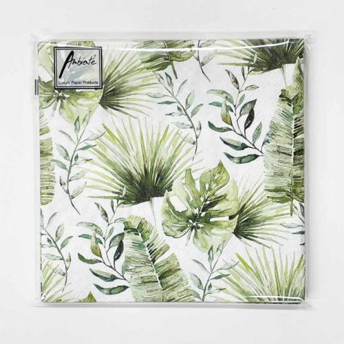 Ambiente ペーパーナプキン　Jungle Leaves White