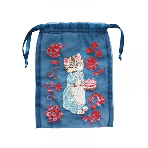 Nathalie Lete Organdy Drawstring pouch /Blue eye