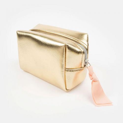 caroline gardner   Mini Cube Cosmetic Bag  Gold