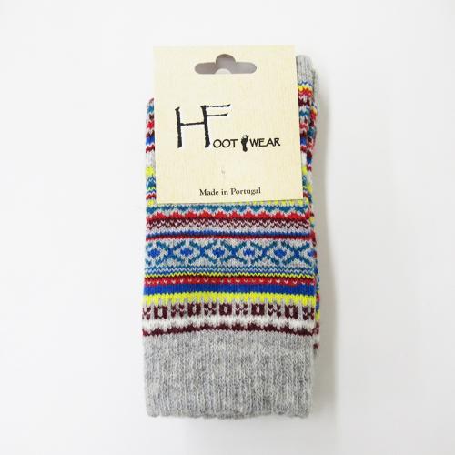 HFOOT　WEAR【ポルトガル製】　フェアアイルソックス　GY　(FAIR ISLE)